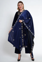 Load image into Gallery viewer, Navy Blue Velvet Readymade Pakistani Suit
