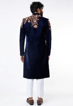 Load image into Gallery viewer, Navy Blue Velvet Sherwani
