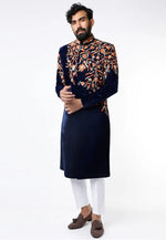 Load image into Gallery viewer, Navy Blue Velvet Sherwani
