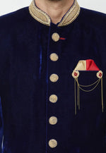 Load image into Gallery viewer, Navy Blue Velvet Sherwani
