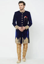 Load image into Gallery viewer, Navy Blue Velvet Sherwani
