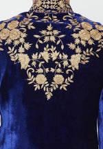 Load image into Gallery viewer, Navy Blue Velvet Sherwani
