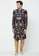 Load image into Gallery viewer, Navy Blue Velvet Sherwani
