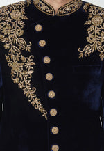 Load image into Gallery viewer, Navy Blue Velvet Sherwani
