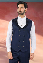 Load image into Gallery viewer, Navy Blue Velvet Tuxedos Suit
