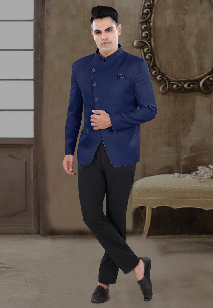 Navy Blue Viscose Jodhpuri Suit