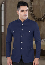 Load image into Gallery viewer, Navy Blue Viscose Jodhpuri Suit

