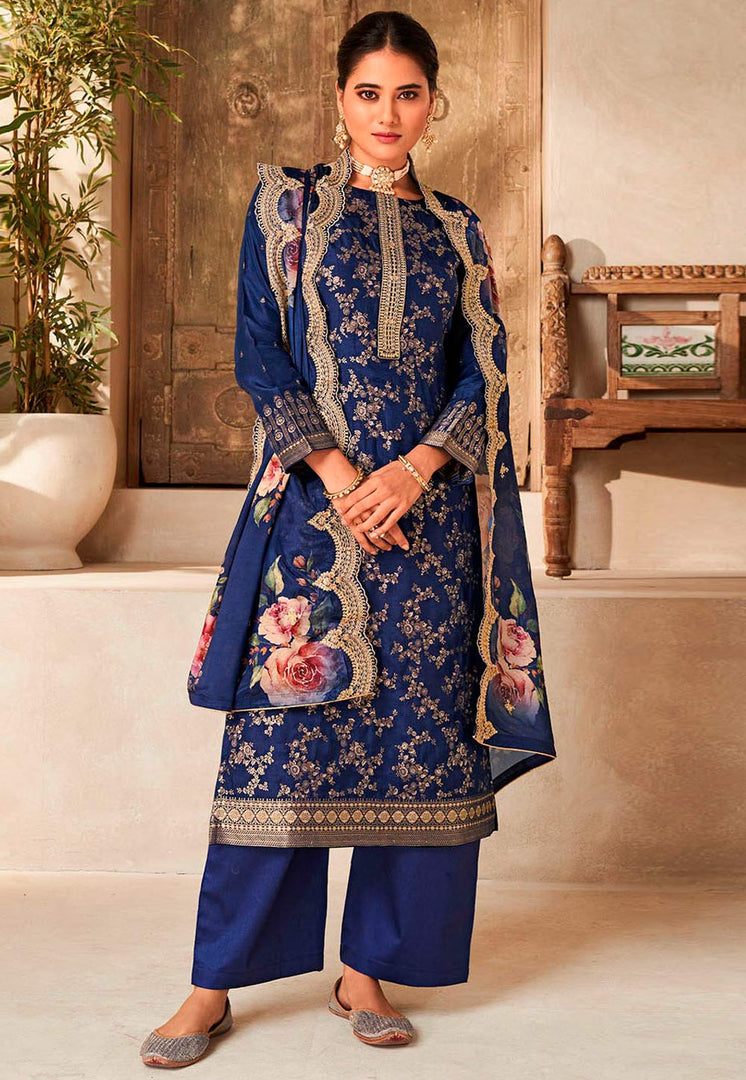 Navy Blue Viscose Pakistani Suit
