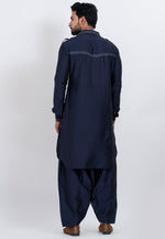 Load image into Gallery viewer, Navy Blue Viscose Pathani Suit
