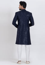 Load image into Gallery viewer, Navy Blue Viscose Rayon Indo Western Suit

