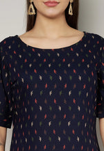 Load image into Gallery viewer, Navy Blue Viscose Rayon Kurta Set With Pent
