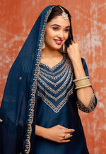 Load image into Gallery viewer, Navy Blue Viscose Rayon Readymade Pakistani Suit
