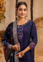 Load image into Gallery viewer, Navy Blue Viscose Readymade Pakistani Suit
