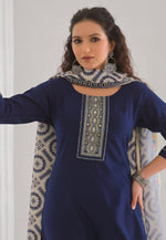 Load image into Gallery viewer, Navy Blue Viscose Readymade Pakistani Suit
