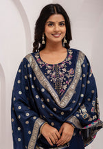 Load image into Gallery viewer, Navy Blue Viscose Readymade Pant Style Suit

