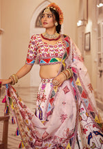 Load image into Gallery viewer, Off White Art Silk Circular Lehenga Choli
