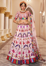 Load image into Gallery viewer, Off White Art Silk Circular Lehenga Choli
