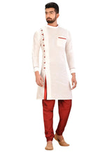 Load image into Gallery viewer, Off White Art Silk Indo Western Suit
