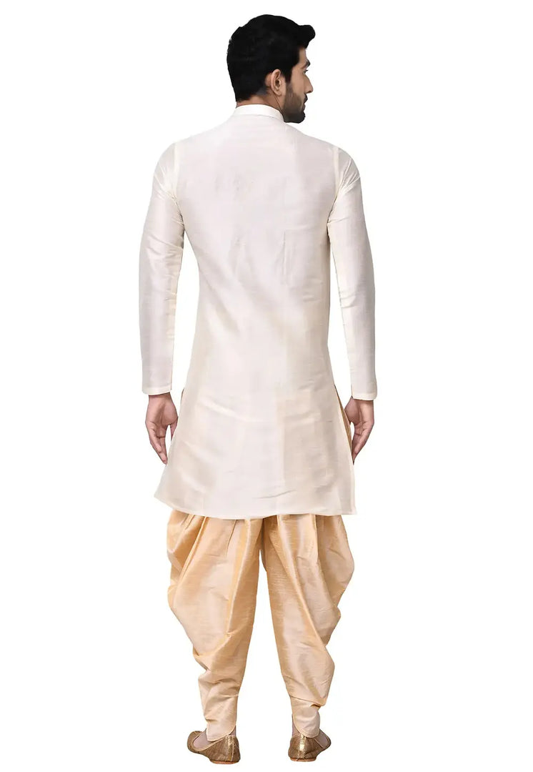 Off White Art Silk Indo Western Suit