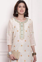 Load image into Gallery viewer, Off White Chanderi Long Kurti
