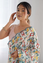 Load image into Gallery viewer, Off White Chinon Saree With Blouse
