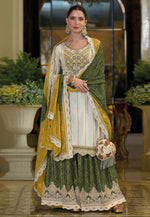 Load image into Gallery viewer, Off White Chinon Silk Palazzo Suit
