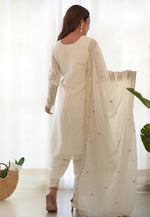 Load image into Gallery viewer, Off White Chinon Silk Readymade Pakistani Suit
