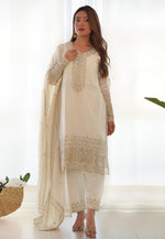 Load image into Gallery viewer, Off White Chinon Silk Readymade Pakistani Suit
