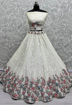Load image into Gallery viewer, Off White Chinon Wedding Lehenga Choli
