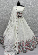 Load image into Gallery viewer, Off White Chinon Wedding Lehenga Choli
