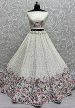 Load image into Gallery viewer, Off White Chinon Wedding Lehenga Choli
