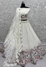 Load image into Gallery viewer, Off White Chinon Wedding Lehenga Choli
