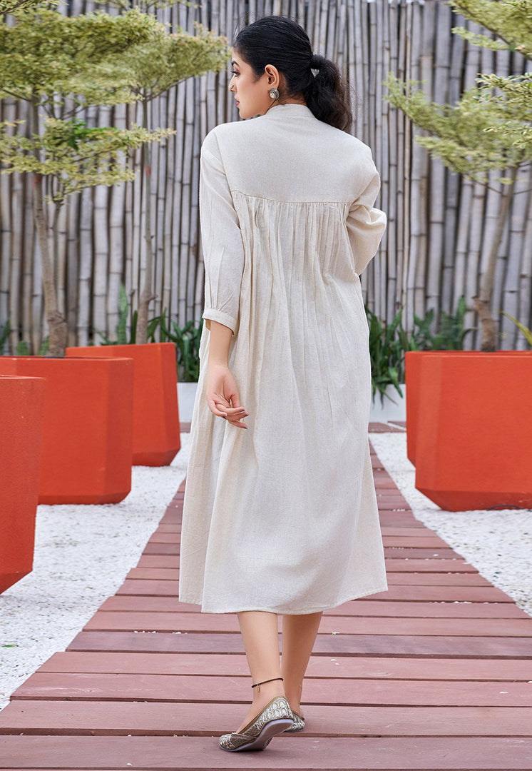 Off White Cotton Long Kurti
