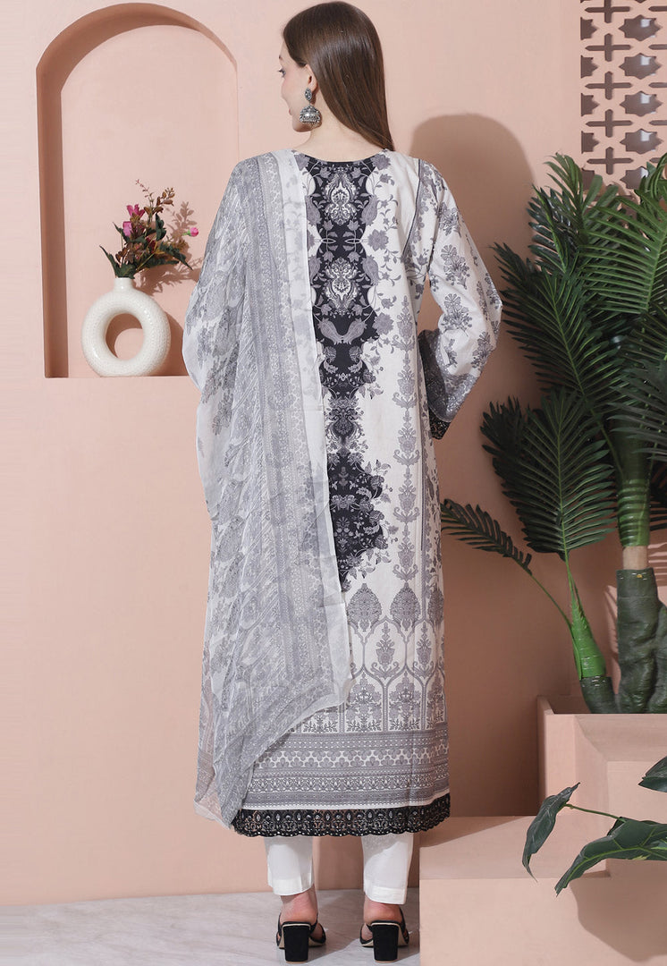 Off White Cotton Pant Style Suit