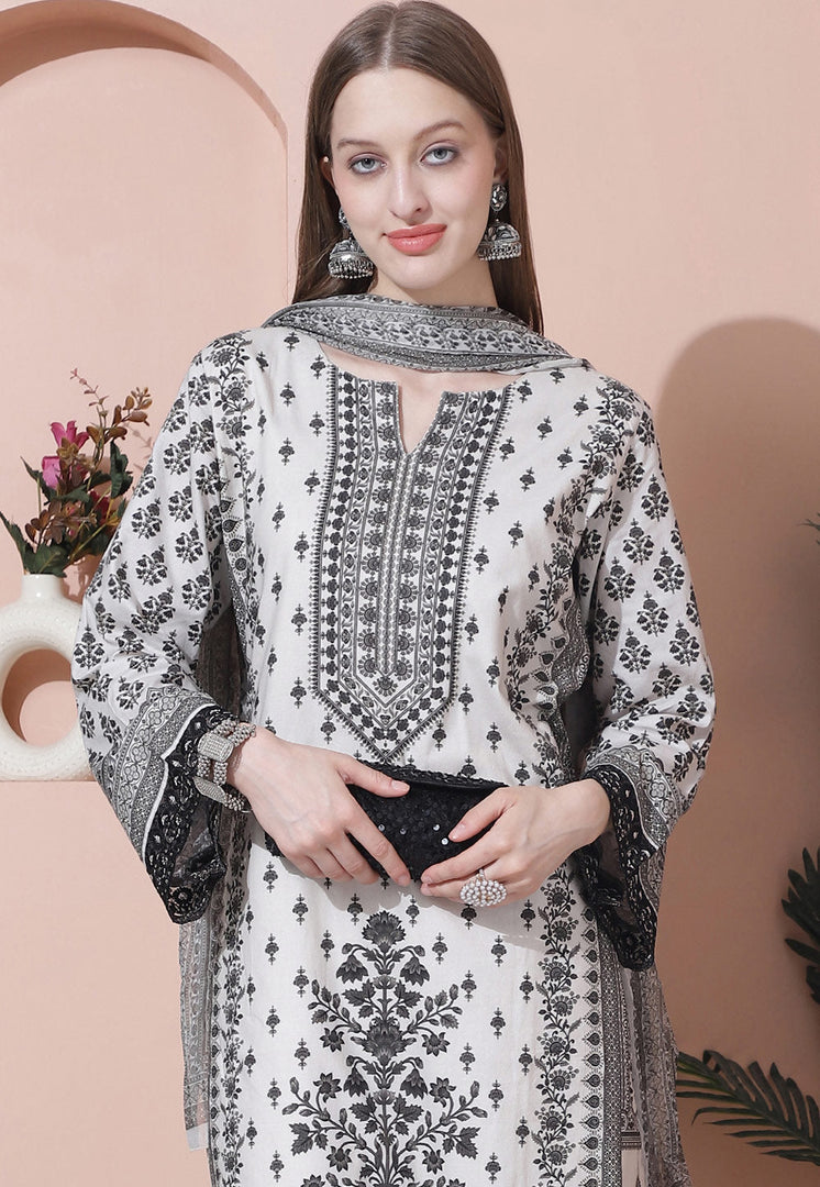 Off White Cotton Pant Style Suit