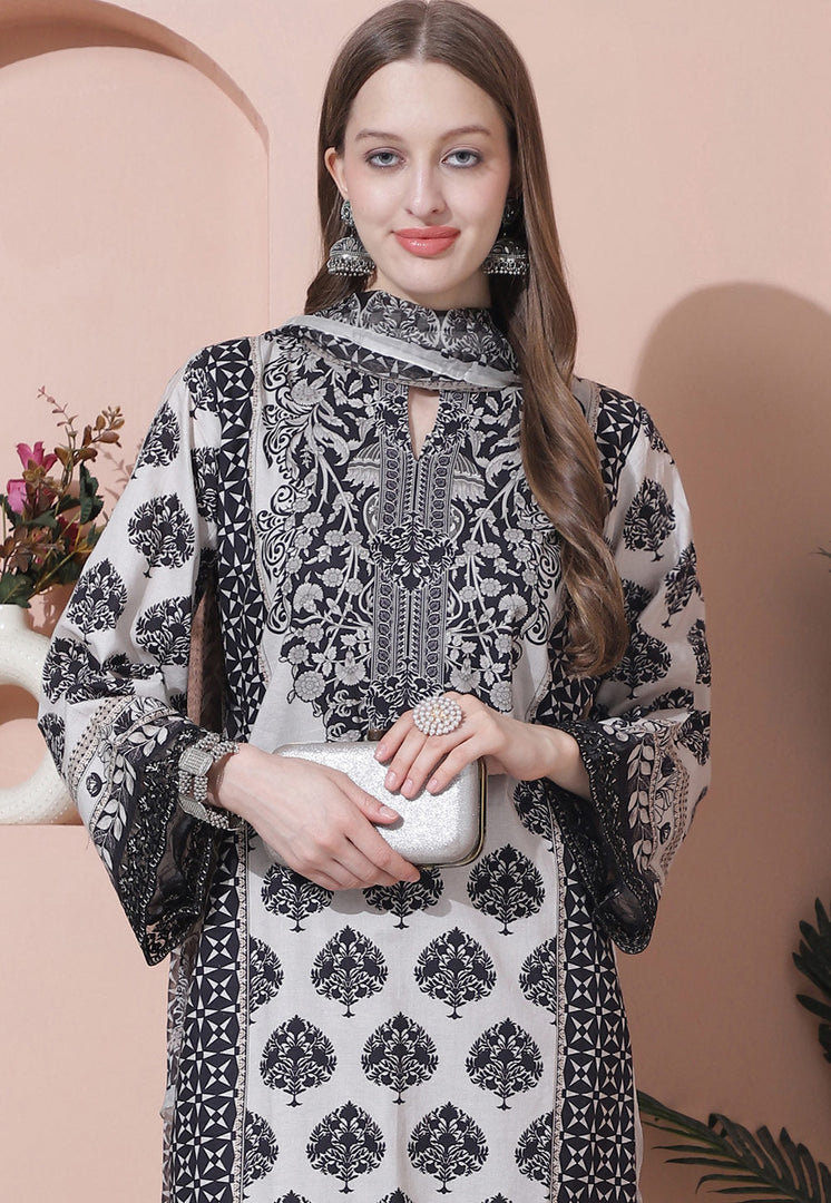 Off White Cotton Pant Style Suit