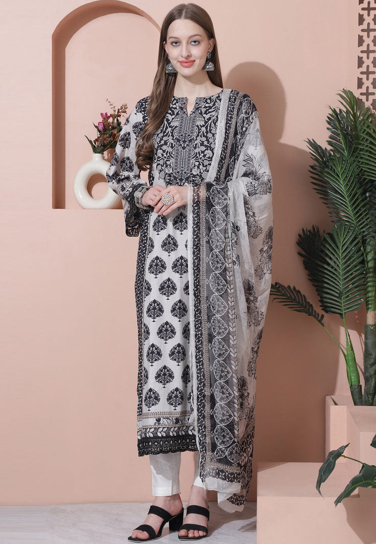 Off White Cotton Pant Style Suit