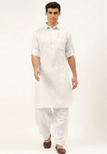 Load image into Gallery viewer, Off White Cotton Pathani Suit
