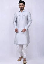 Load image into Gallery viewer, Off White Cotton Pathani Suit
