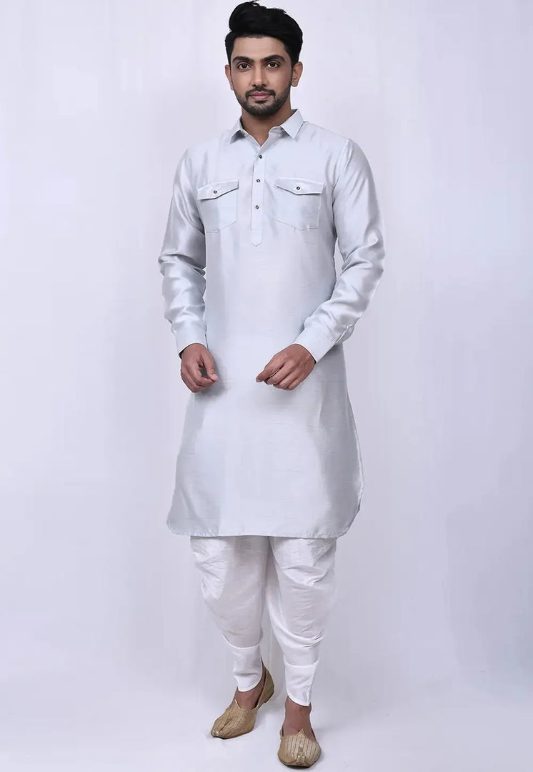 Off White Cotton Pathani Suit