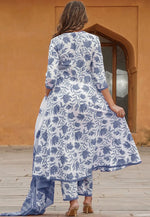 Load image into Gallery viewer, Off White Cotton Readymade Anarkali Suit
