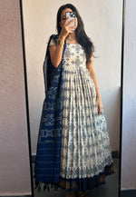 Load image into Gallery viewer, Off White Cotton Readymade Long Anarkali Suit
