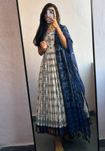 Load image into Gallery viewer, Off White Cotton Readymade Long Anarkali Suit

