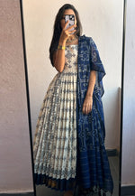 Load image into Gallery viewer, Off White Cotton Readymade Long Anarkali Suit
