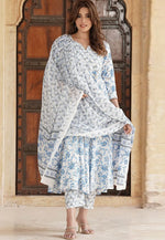 Load image into Gallery viewer, Off White Cotton Readymade Pant Style Suit
