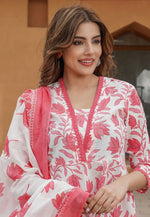 Load image into Gallery viewer, Off White Cotton Readymade Pant Style Suit
