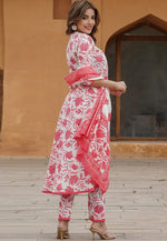 Load image into Gallery viewer, Off White Cotton Readymade Pant Style Suit
