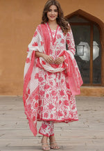 Load image into Gallery viewer, Off White Cotton Readymade Pant Style Suit
