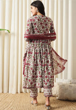 Load image into Gallery viewer, Off White Cotton Readymade Pant Style Suit
