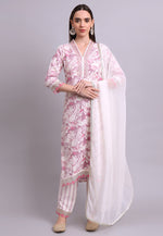 Load image into Gallery viewer, Off White Cotton Readymade Pant Style Suit
